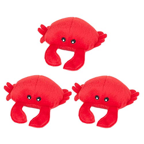 ZippyPaws - Sea Buddies Burrow, Interactive Squeaky Hide and Seek Plush Dog Toy - Crab Miniz, 3 Pack