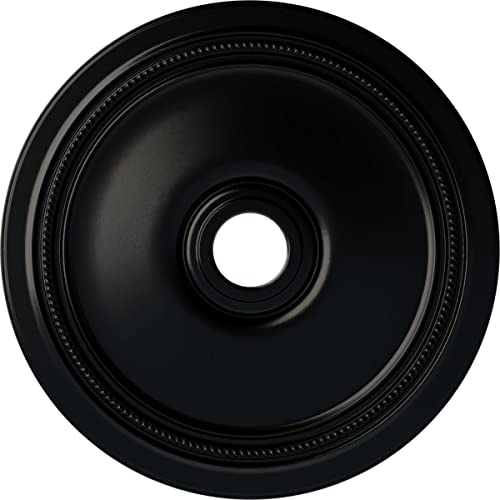 Image of Ekena Millwork CM24DIBLF Diane Ceiling Medallion, 24 inchOD x 3 5 /8 inchID x 1 1 /4 inchP (Fits Canopies up to 6 1 /4 inch), Hand-Painted Jet Black