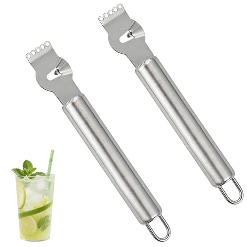 2 Stück Zestenreißer Edelstahl Zestenschneider Zitrone Zester für Cocktails Küchen Zitrusfrüchte Limetten Orangen