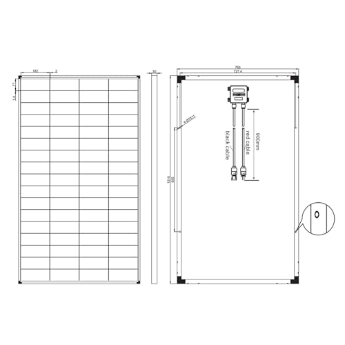 4. Bild von enjoy solar® 210W 36V Monokristallines Solarmodul, 182mm Solarzellen 10 Busbars Solarpanel ideal für Wohnmobil, Balkonanlage, Gartenhäuse, Boot (für 24V PV-System) 210W, 24V