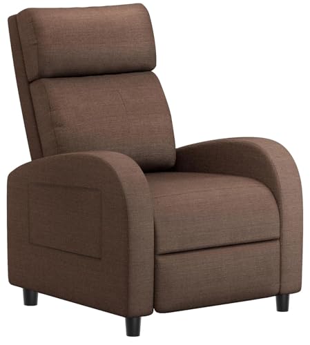 Homall Recliner Chair, Recliner Sofa for Adults, Recliners Home Theater Seating with Lumbar Support, Reclining Sofa Chair for Living Room (Fabric, Brown)