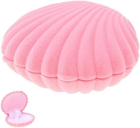 NALCY Shell Shape Velvet Necklace Gifts Box, Ring Pendant Jewelry Earrings Storage Display Storage Case(Pink)