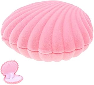 NALCY Shell Shape Velvet Necklace Gifts Box, Ring Pendant Jewelry Earrings Storage Display Storage Case(Pink)