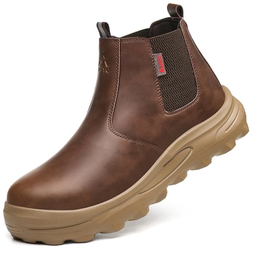 KAIDISEN Steel Toe Slip-On Work Boots for Men & Women