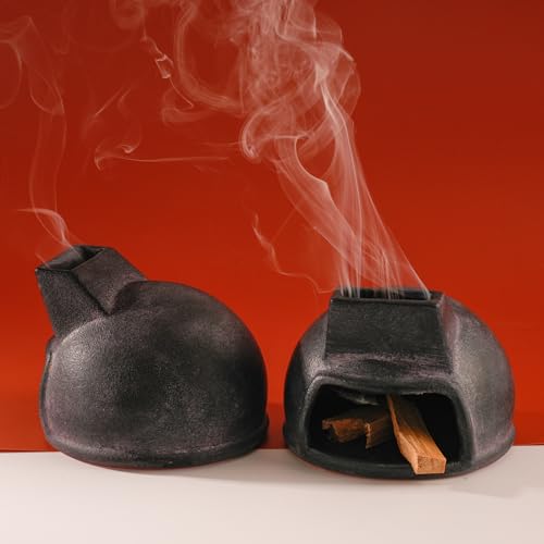 Terracotta Palo Santo Holder, Mini Mexican Style Chiminea Clay Incense Burner, Ceramic Aromatherapy Holder for Meditation, Yoga, Home Decor, Unique Meditation Gift