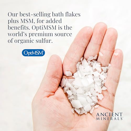 Ancient Minerals Magnesium Bath Flakes Ultra with OptiMSM - Resealable Magnesium Bag of Zechstein Chloride Alternative to Epsom Bath Salt (1.65 lb)