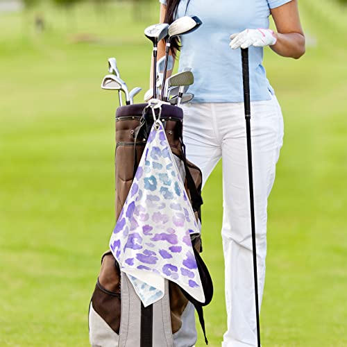 Funky Qiu Golf Towel Purple Colorful Leopard Cheetah Print,Golf Towel For Bag Quick Dry Microfiber Golf Accessories For Yoga,Gym,Workout,Fitness,15" X 24" #TOP6