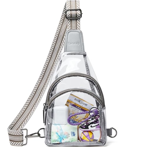 Image of LATMAP Clear Bag for Stadium Events 12x6x12 Clear Purse with 3-Zipper Pockets Crossbody Handbag Tote for Concerts Sports