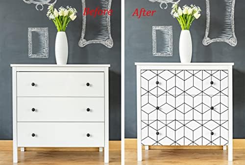 VANISA Self Adhesive Wallpaper Black and White Geometric 37.5×200cm Removable Contact Paper Peel and Stick Vinyl Sticky Back Plastic Rolls for Living Room Bathroom Kitchen