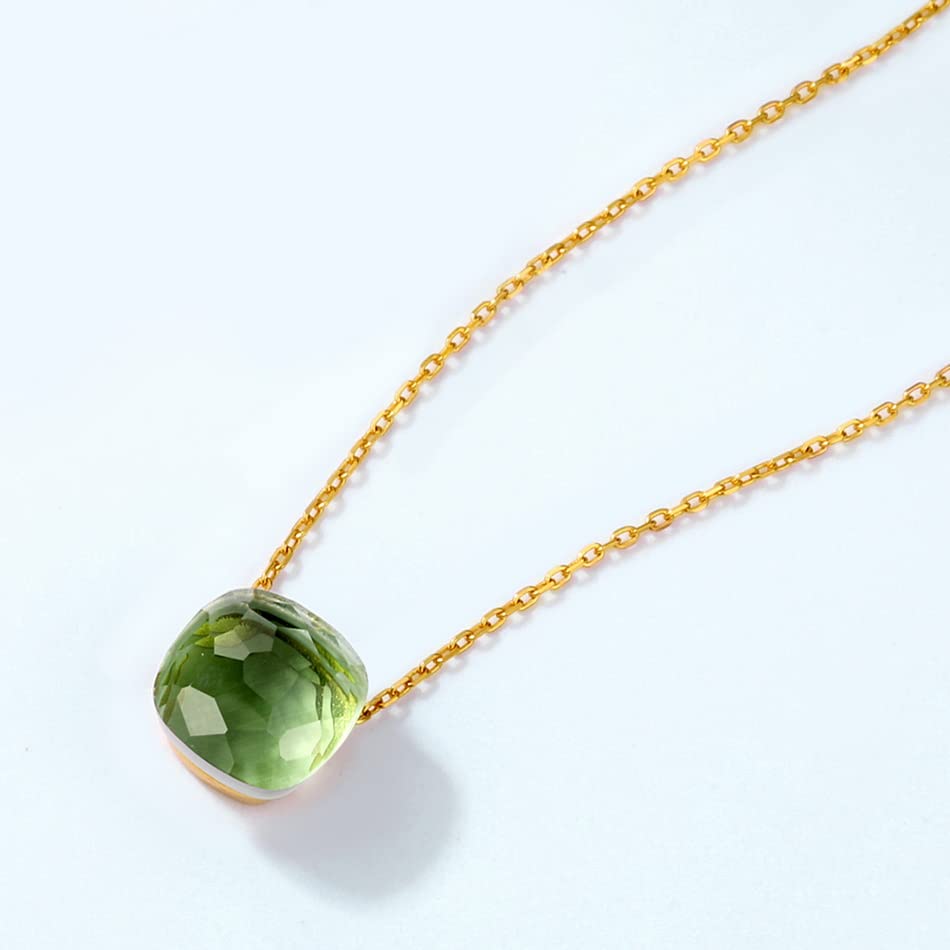 ZHSHYS Collar con Colgante de Cristal de 10x10mm para Mujer, Estilo Azul, Verde, Amarillo, Amatista Colorida, joyería de Citrino