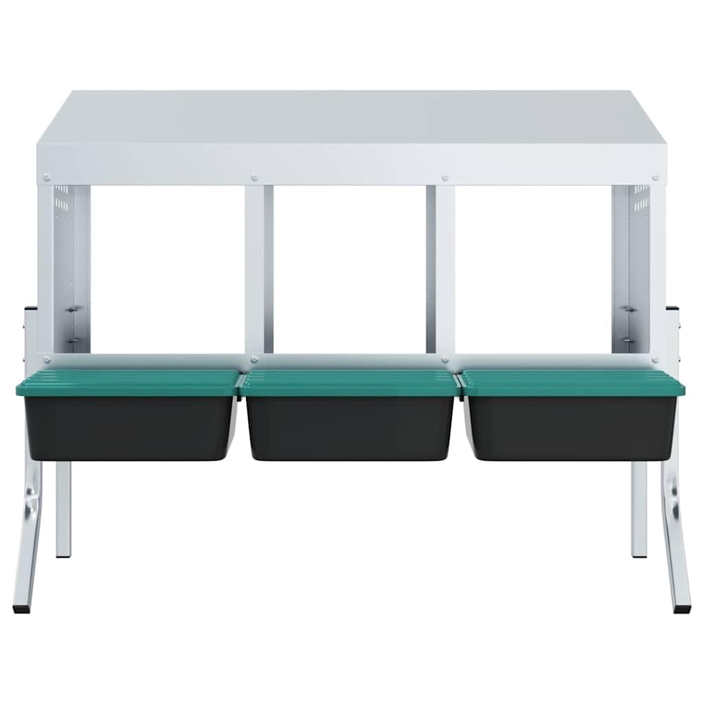 Nido per polli, 4 scomparti, con gambe in acciaio zincato, 110 x 50 x 68 cm, resistente alle intemperie, con regolazione flessibile dell'altezza delle gambe, per interni ed esterni, comoda
