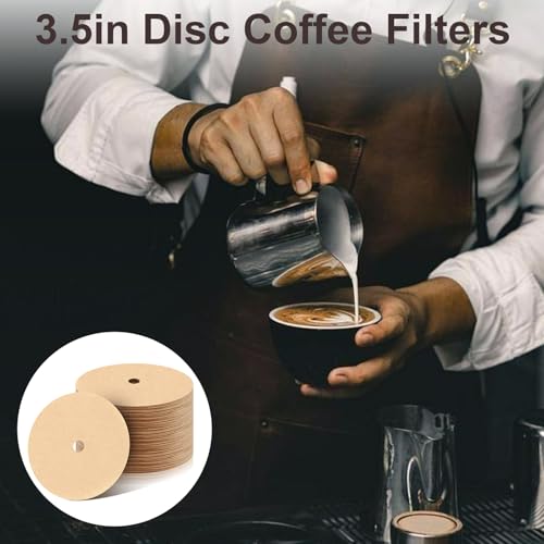 Image of 300Pcs Percolator Coffee Filters, 3.5in Disc Disposable Coffee Filters, | Virgin Wood Pulp, Natural Unbleached Coffee Filters for 3.5 inch Percolators and Flat-Bottom Baskets, Easy Cleanup