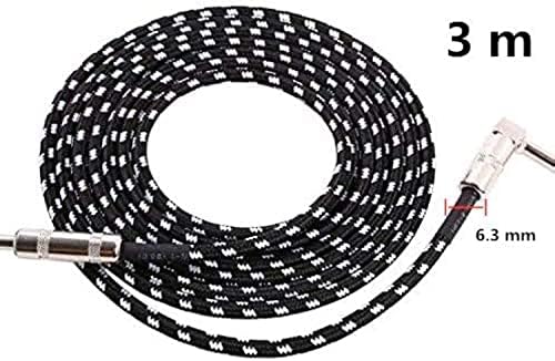 VOARGE 3 m kabel do gitary 6,3 mm, ochrona przed hałasem, z wtyczką kątową i 1 standardowym gniazdem jack do gitary elektrycznej, gitary basowej, elektrycznej mandoliny, Pro Audio