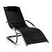 Produktbild blumfeldt Sunwave ergonomische Gartenliege - Special Edition, Schaukelliege, Liegestuhl, pflegeleicht, Kunststoffstopper, Aluminium, atmungsaktiv, witterungsbeständig, schwarz