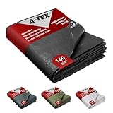A-TEX® Abdeckplane 140 g/m² (Schwarz, 3 x 3 m) | Verschiedene Stärken, Größen und Farben wählbar | Plane mit Ösen | Gewebeplane Gartenplane Zelt Holzplane | wasserdicht | reißfest | UV-stabilisiert