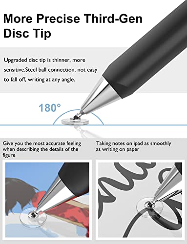 Stylus Pens For Touch Screens - Meko 2 In 1 Rotation High Precise Disc & Sensitive Fiber Universal Stylus Pencil For Iphone/Ipad Pro/Mini/Air/Android/Tablet/Phone/Microsoft/Samsung Galaxy(Matte Black) #TOP3