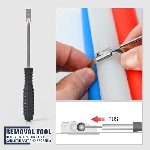 iCrimp One-Handed Stainless Steel Zip Tie Gun with 100pcs 11.8\" Metal Cable Ties and Release Tool, WCT-319 - Thumbnail 7