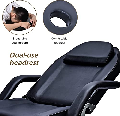 Icoget Tattoo Chair Bed Table Station For Client W/Adjustable Angle Height - 360°Swivel Hydraulic Lash Bed Chair - Facial Aesthetic Bed For Spa, Massage, Dentists - Black #TOP4