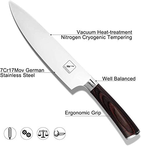 imarku Chef Knife 8" Japanese Kitchen Knife,Ultra Sharp Chef's Knives,High Carbon Stainless Steel & Ergonomic Handle