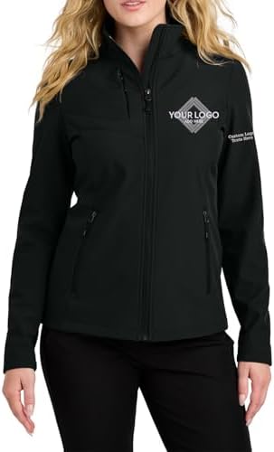 INK STITCH Women L720 Custom Embroidery Add Logo Texts C-Free Recycled Soft Shell Jackets - Black (S)