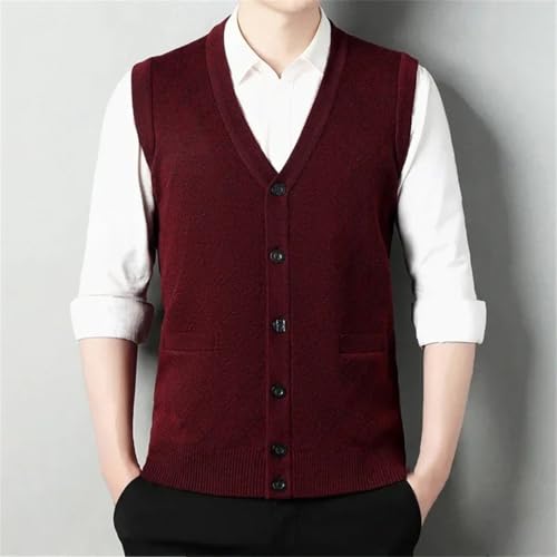 Men's Thickened Sleeveless Knitted Sweater Vest Casual V-Neck Warm Pullover Cardigan Top4