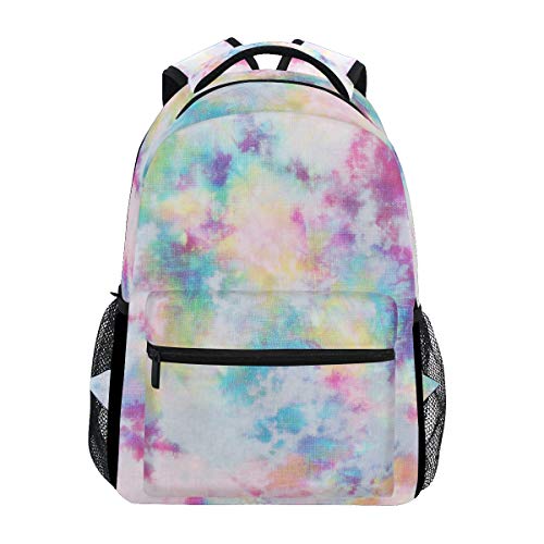 Grand sac à dos motif abstrait rose tie-dye durable avec poches pour ordinateur portable et école