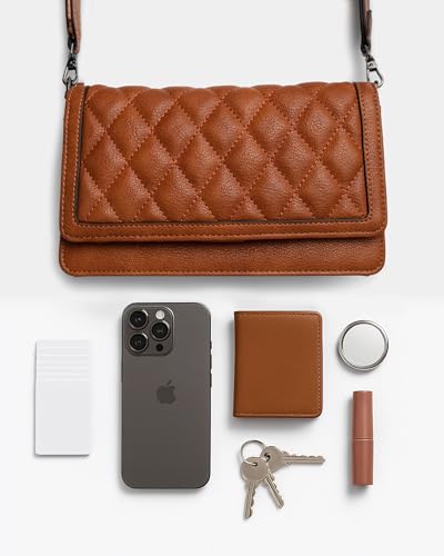 Image of Alldaily Quilted Small Crossbody Bag for Women, Wallet Purse with Card Slots & Phone Holder