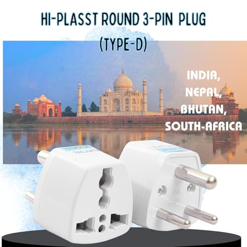 Image of India Converter Plug 3Pin (Pack of 3) World (USA, UK, Canada, Europe, and More) to India Travel Adapter Plug -Type D Adaptor Plug Socket Perfect for Foreign Devices to use in India