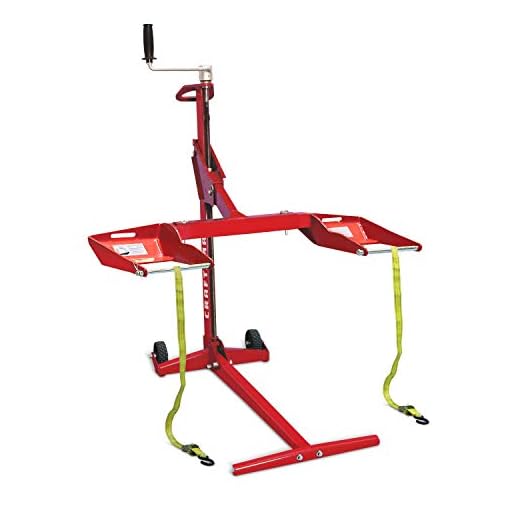 MoJack Craftsman 45099 Lift-500lb Lifting Capacity, Fits Most Residential and Zero Turn Radius Riding Lawn Mowers, Folds Flat for Easy Storage, Use for Mower Maintenance or Repairs, Red