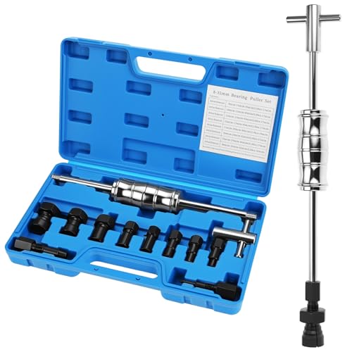 QWORK® 12 pièces kit extracteur de roulement Intérieur, avec inertie et Pinces Extensibles pour roulements de Roue (8-32 mm)