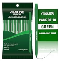 Eziglide 10-Pack Ballpoint Pen Set, Green - Smooth Writing Action-Medium Point 1.0mm Multipack - Ball Point Pens Ideal Pens for School, Home or Work Stationery Supplies