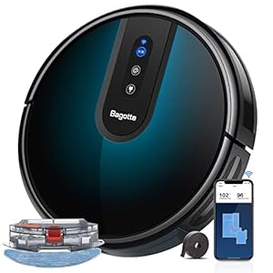 Bagotte Saugroboter mit Wischfunktion, 2000Pa Staubsauger Roboter WLAN mit Mapping Gyro Navigation und Magnetstreifen…