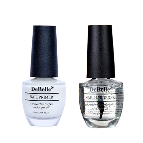 DeBelle Nail Care Combo Set of 2 Nail Primer (Translucent White), Nail Hardener (Transparent) – (15 ml Each) 30 ml