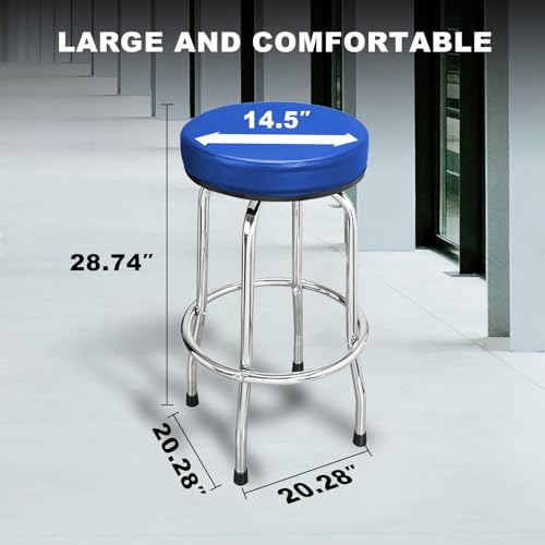 Image of TCE ATRP6185U Torin Swivel Bar Stool: Padded Garage /Shop Seat with Chrome Plated Legs, Blue