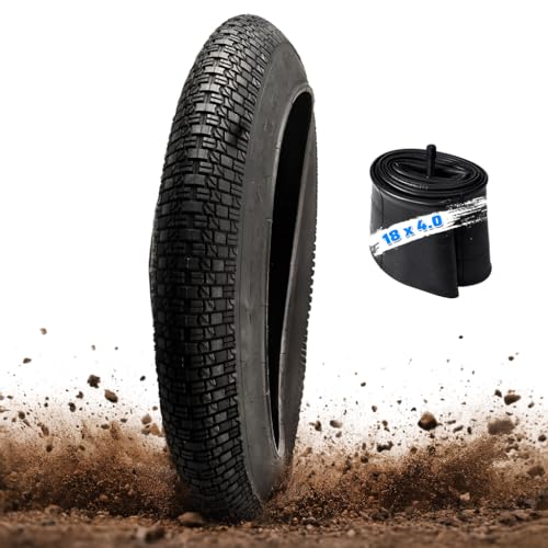 18x4 Fahrradreifenschlauch-Set 18x4,0 Fat Neumático Eingebauter Stahldraht, 18 Zoll Fahrradreifen und Schlauch Set mit Hebeln Kompatibel mit 18 x 4,0 City Bike/Mountain