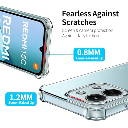 Image of BOXXO Flexible Back Cover for Mi Redmi 15C 5G | Back Cover Transparent Clear Shockproof Case Four Corner Protection | Slim Protective Mobile Phone Cover for Mi Redmi 15C 5G