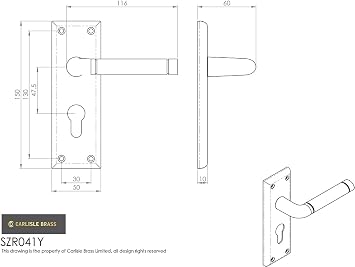 SEROZZETTA QUARANTA Lever ON Backplate - Euro 47.5MM