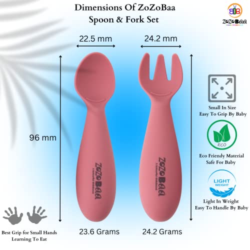 Image of Silicone Baby Bib with Spoon and Fork Set | Waterproof Adjustable Bib & First Stage Feeding Utensils for Infants & Toddlers | Soft Silicone Spoon for Baby 6 Months+,1 Set, Dark Red