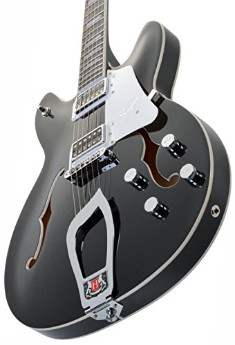 Hagstrom SUVIK-BLK Guitare électrique semi-creuse 6 cordes Noir brillant Noir - Les Beatles, Paul McCartney, John Lennon, RIngo Starr, George Harrison Hagstrom SUVIK-BLK Guitare électrique semi-creuse 6 cordes Noir brillant Noir – Image 6