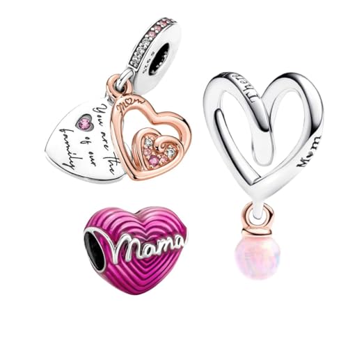 Image of Mom Family Charms Bead for Bracelets and Necklaces Jewelry Charm for Women Valentine Mother's Day