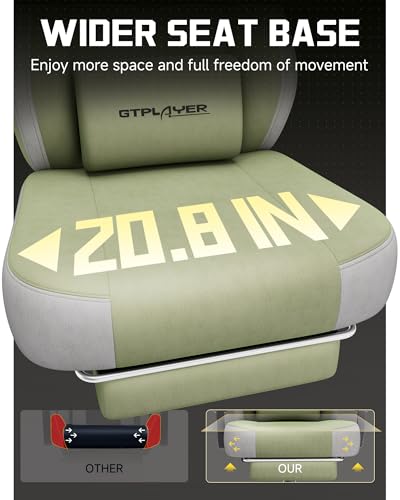 Image of GTPLAYER Big & Tall Gaming Chair, Wide Reclining with Footrest for Adults | Ergonomic High Back Computer Desk Chair, Comfort Padded Seat with Lumbar Support for Big /Tall, Office /Home, Green