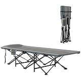 Outsunny Cama Plegable Camping con Bolsillo Lateral 187x67x37 cm Gris