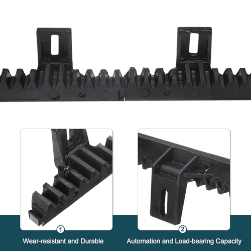 Image of uxcell Nylon Gear Rack, 4 Pcs Total 13.2 ft Heavy Duty Reinforced Rack with Mounting Hardware Straight Gears for Slide Door Operators, Sliding Gate Openers