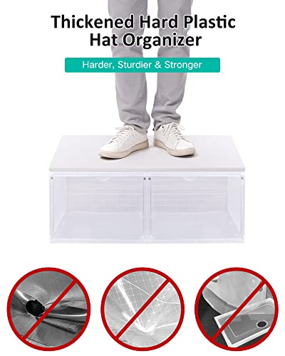 Apobabo Hat Organizer, Clear Hard Plastic Hat Rack Box For Baseball Caps, Stackable Dust Free Hat Storage Containers With Magnetic Door #TOP1