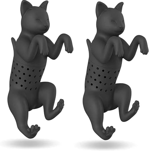 LATRAT 2 pezzi di dolce filtro per tè a forma di gatto, filtro per tè di qualità alimentare, gatto infusore per tè, sfera per tè, filtro per tè a forma di gatto carino, filtro per tè riutilizzabile