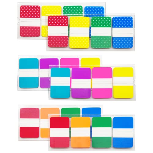 Image of KICNIC Sticky Index Tabs 480 Pieces, 1 Inch Divider Tabs Stick On, Page Marker Bookmark, Write Tab Flags Self Adhesive, 6 Dispensers, 20 Pcs /Color