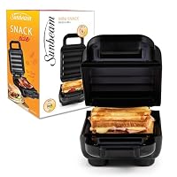Sunbeam Mini Snack Press & Grill | Sandwich Press & Mini Oven in One, Cooks Fast Ready in 4 Mins, Non-Stick Coating, Easy to Clean, Compact Upright Storage & Portable, Black GRP1000BK