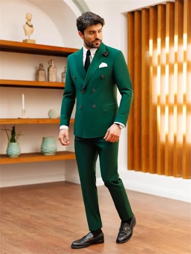 SHUZHXLZANGY Mens Suit 2 Piece Double Breasted Suit Men Slim Fit Suit for Wedding Prom Dinner Party4