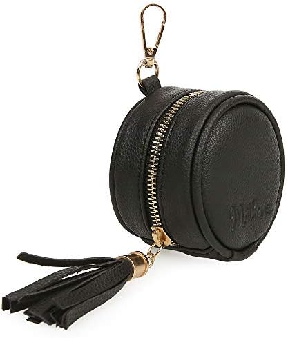 Motheric Vegan Leather Black Pacifier Holder Pouch for Diaper Bag with Clips for Boys and Girls- Key Pod - Paci Keeper Case - Keychain Pod for Diaper Bag - Pacifiar Teething Storage Container