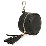 Motheric Vegan Leather Black Pacifier Holder Pouch for Diaper Bag with Clips for Boys and Girls- Key